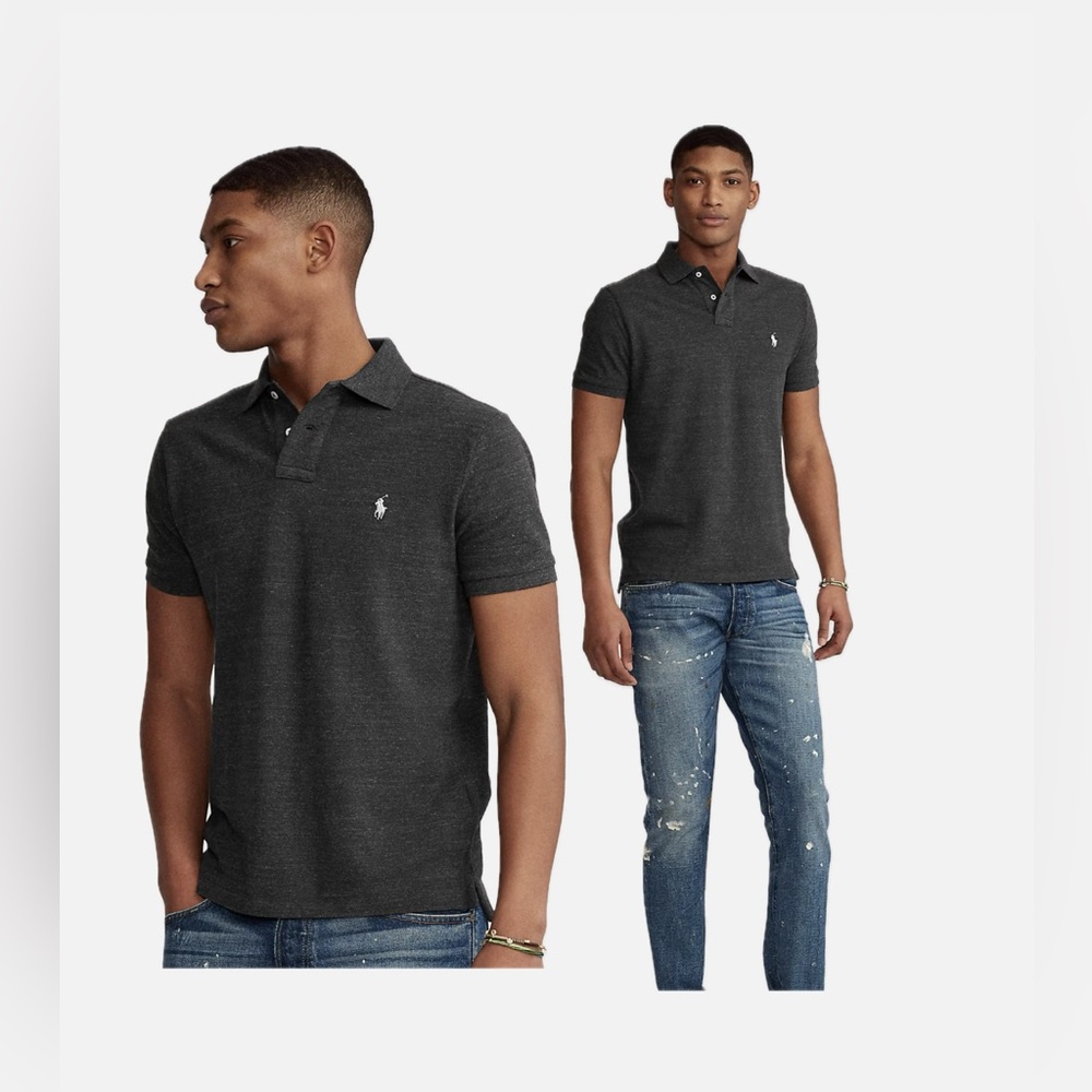Ralph Lauren Men’s Classic Fit Polo Shirt Short Sleeve, size Medium Grey cotton